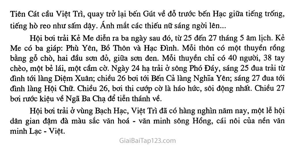 Bài 38: Kể lại một lễ hội dân gian: Hội bơi trải Việt Trì, Bạch Hạc (Phú Thọ) trang 2