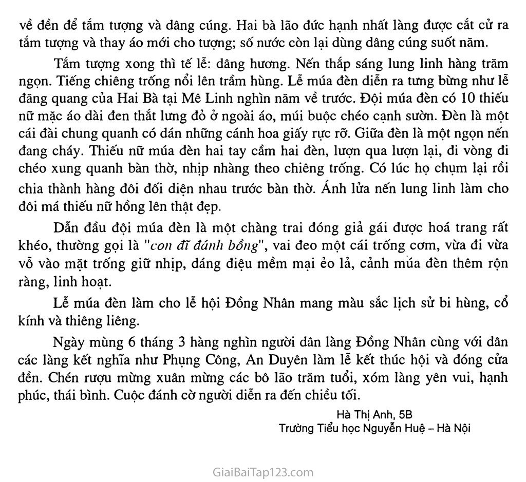 Bài 42: Kể về một lễ hội dân gian vào dịp đầu xuân trên quê hương em: Lễ hội Đồng Nhân trang 2 Bài 42: Kể về một lễ hội dân gian vào dịp đầu xuân trên quê hương em: Lễ hội Đồng Nhân trang 2