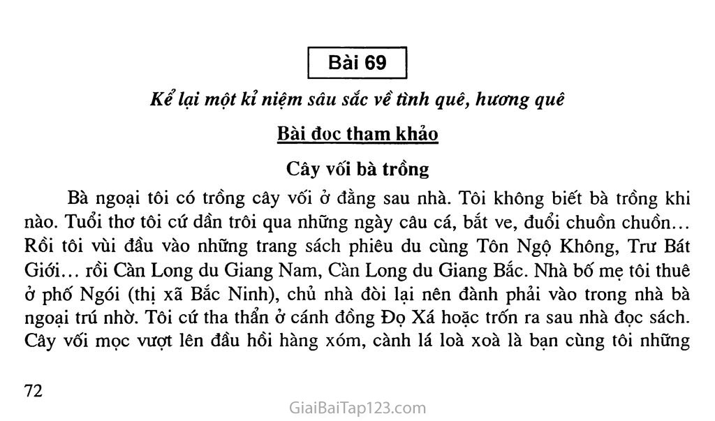 Bài 69: Kể lại một kỉ niệm sâu sắc về tình quê, hương quê: Cây vối bà trồng trang 1 Bài 69: Kể lại một kỉ niệm sâu sắc về tình quê, hương quê: Cây vối bà trồng trang 1