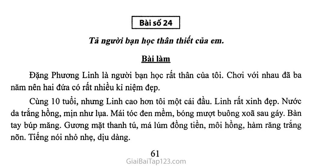 Bài số 24: Tả người bạn học thân thiết của em trang 1