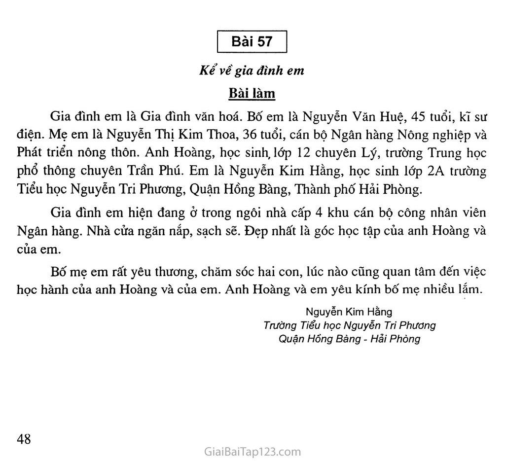 Bài 57: Kể về gia đình em trang 1