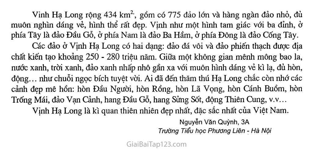 Bài 111: Kể và giới thiệu một danh lam thắng cảnh của đất nước ta: Vịnh Hạ Long - chuỗi ngọc bích của Việt Nam trang 2