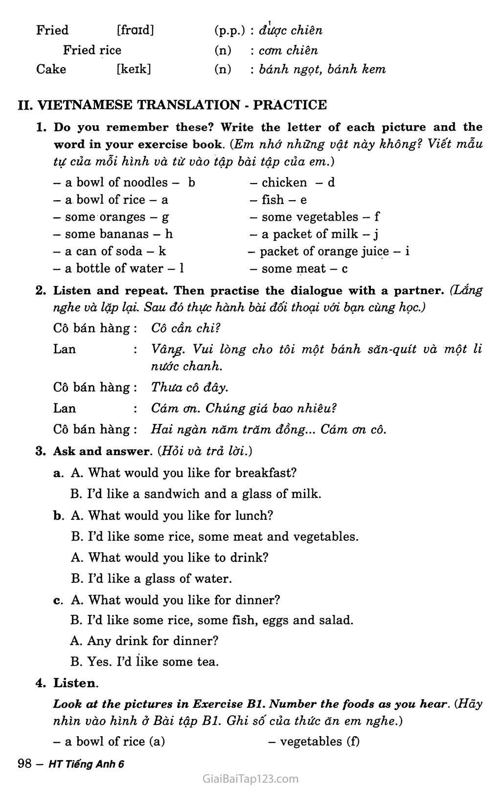 Unit 11: What do you eat? trang 6