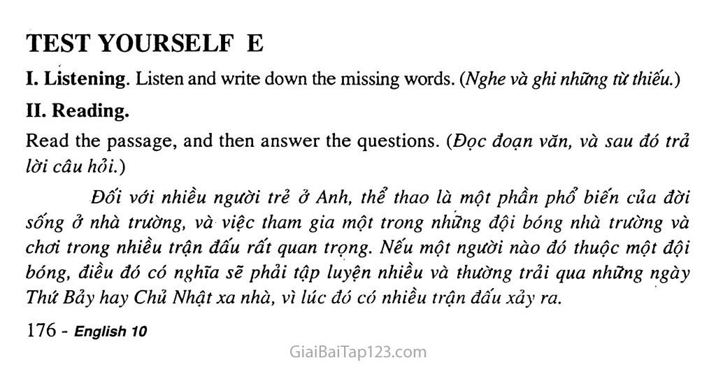 Test Yourself E trang 1