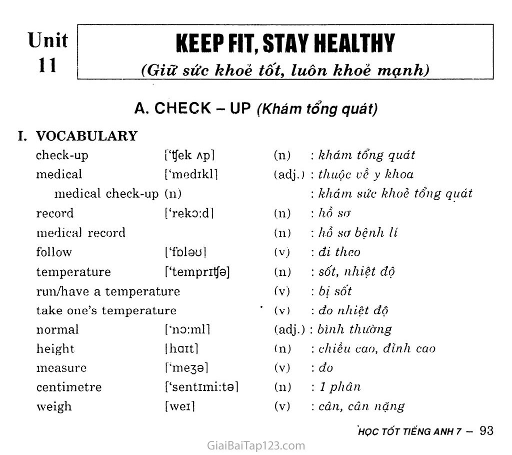 Unit 11: Keep Fit, Stay Healthy trang 1
