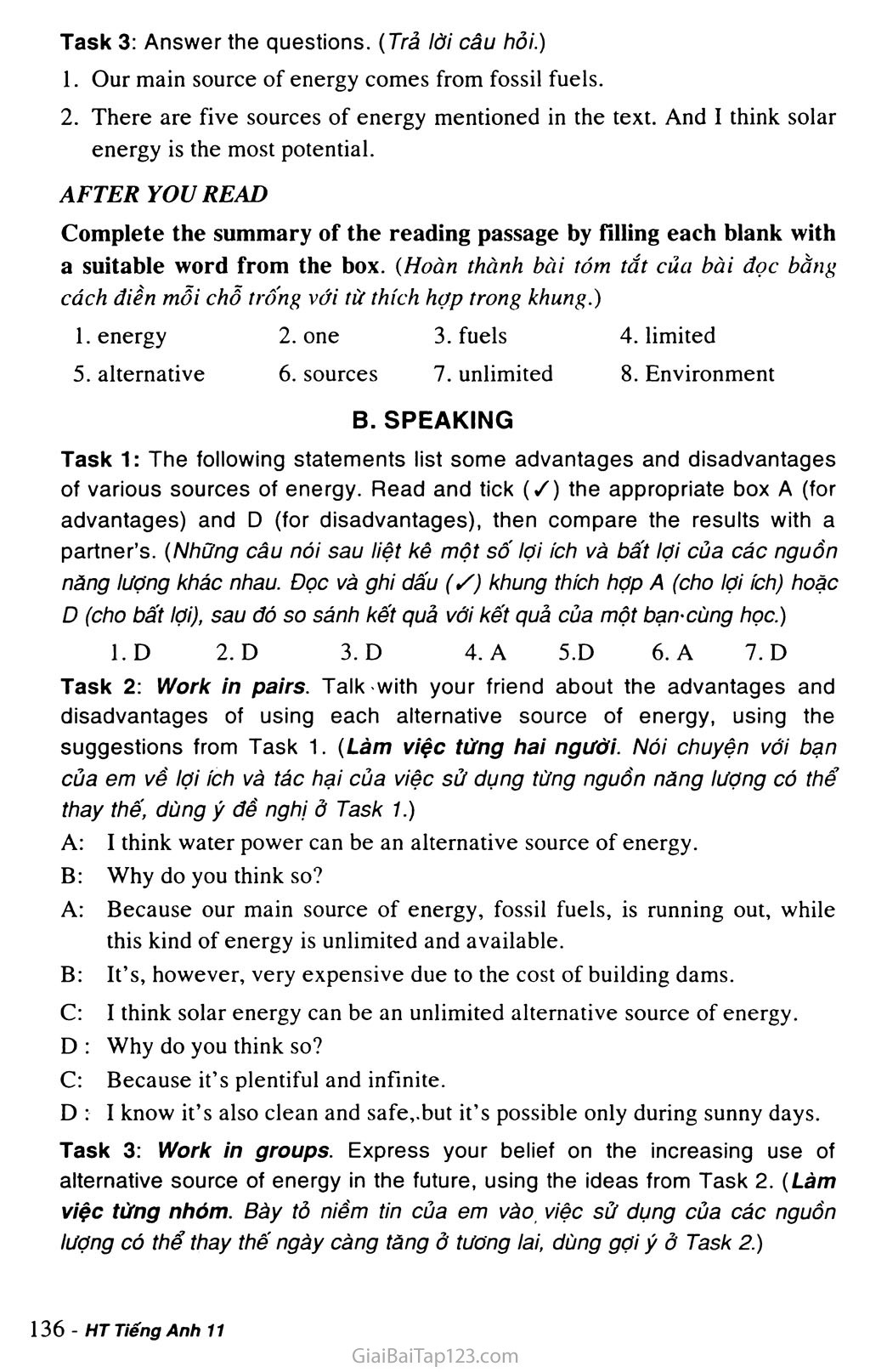 Unit 11: SOURCES OF ENERGY trang 7
