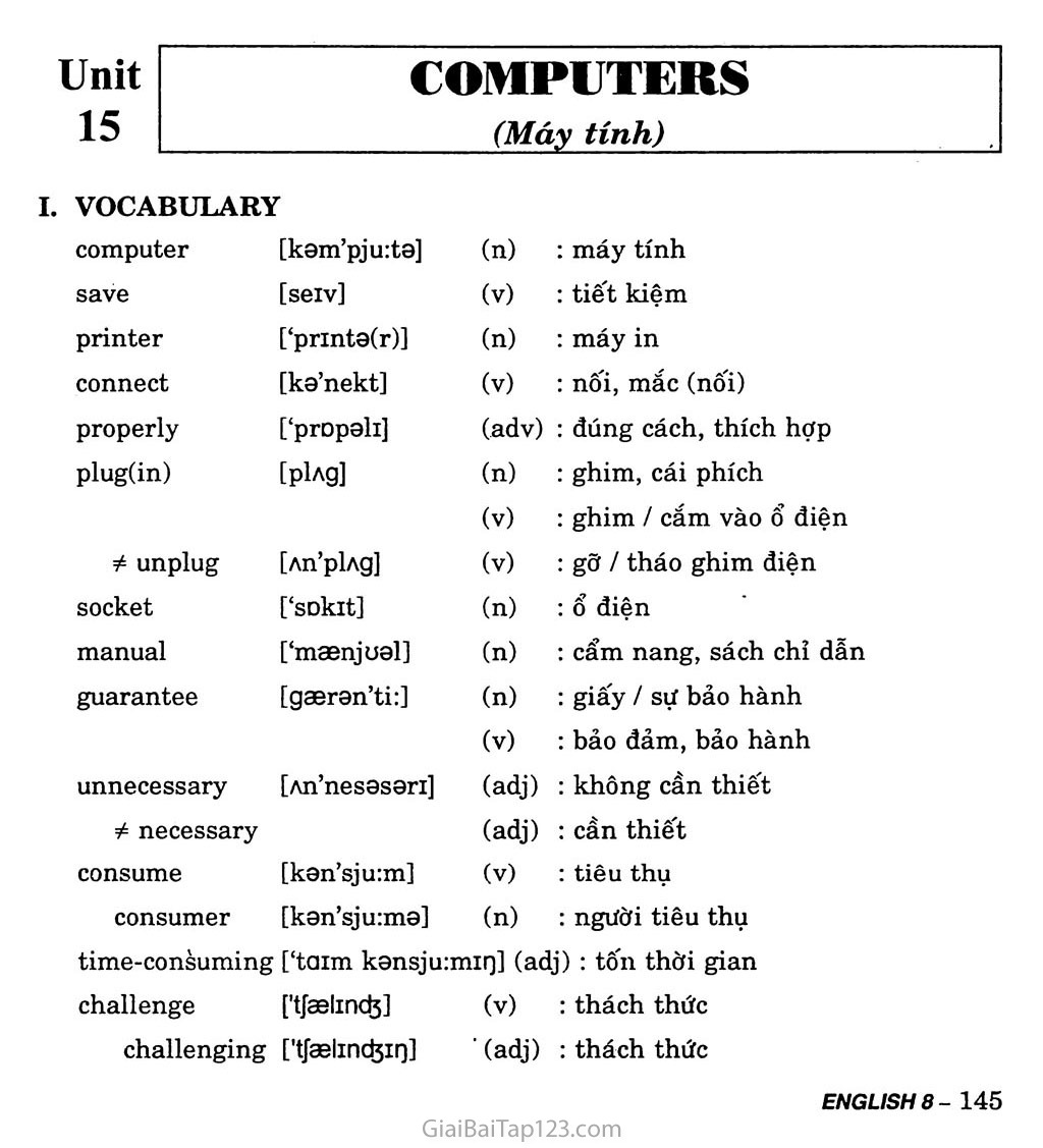 Unit 15: Computers trang 1
