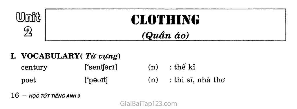 Unit 2: Clothing trang 1