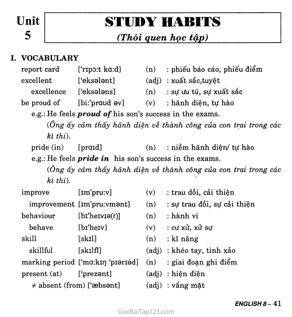 Unit 5: Study Habits trang 1