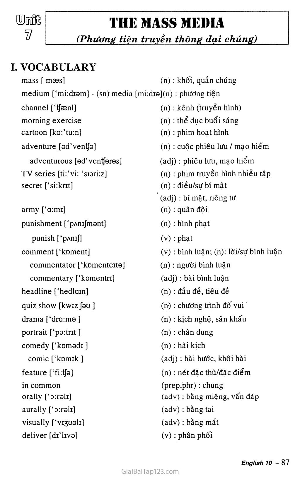 Unit 7: The Mass Media trang 1