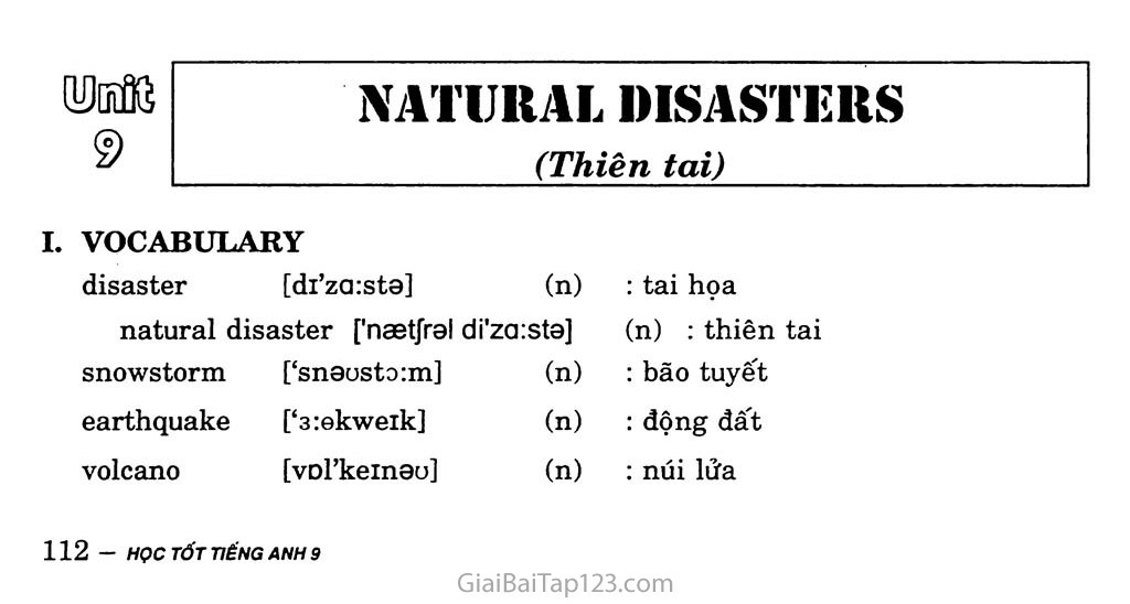 Unit 9: Natural Disasters trang 1