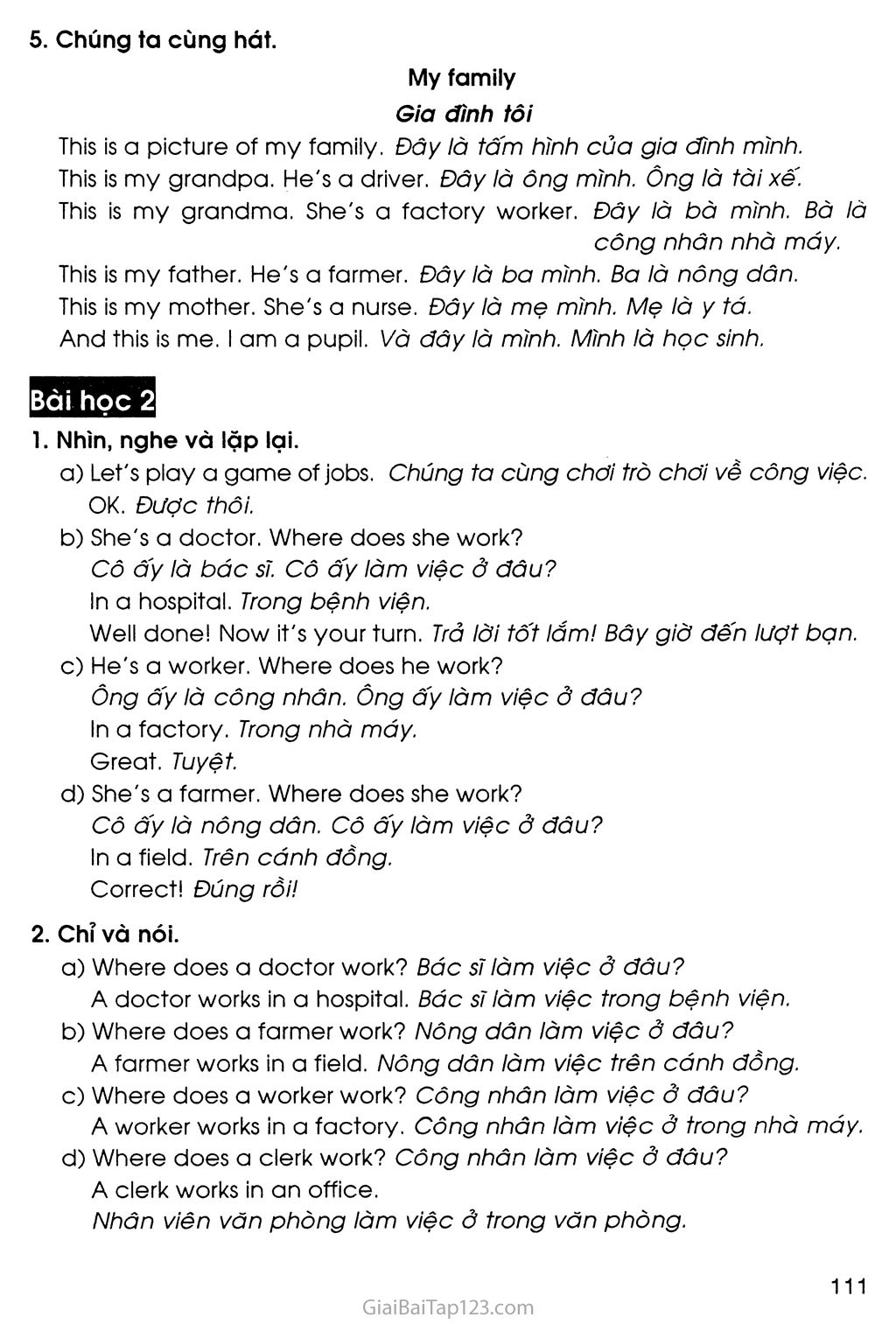 UNIT 12: WHAT DOES YOUR FATHER DO? trang 5