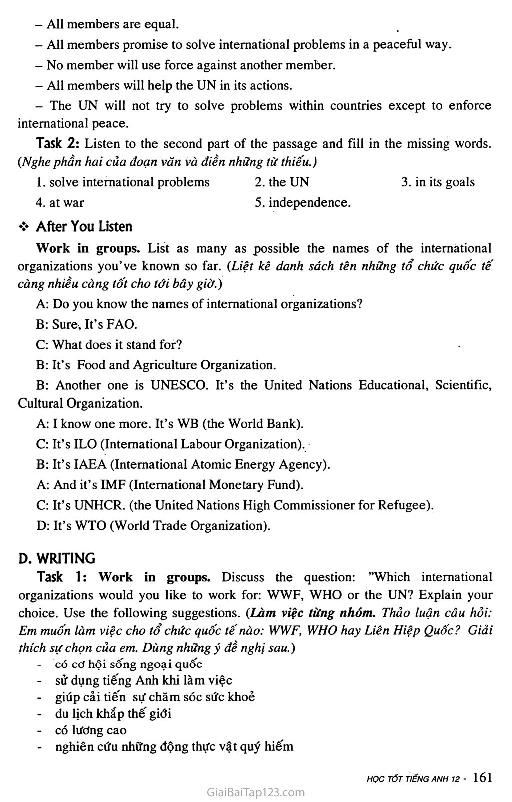 Unit 14: INTERNATIONAL ORGANIZATIONS trang 8