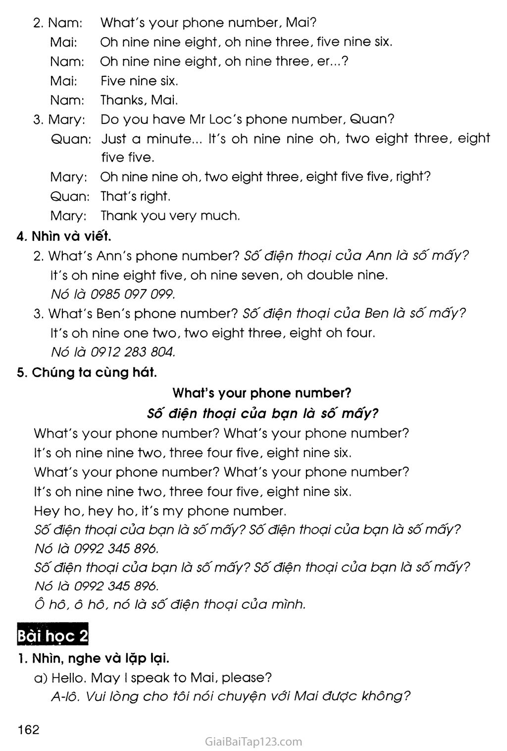 UNIT 18: WHAT’S YOUR PHONE NUMBER? trang 5