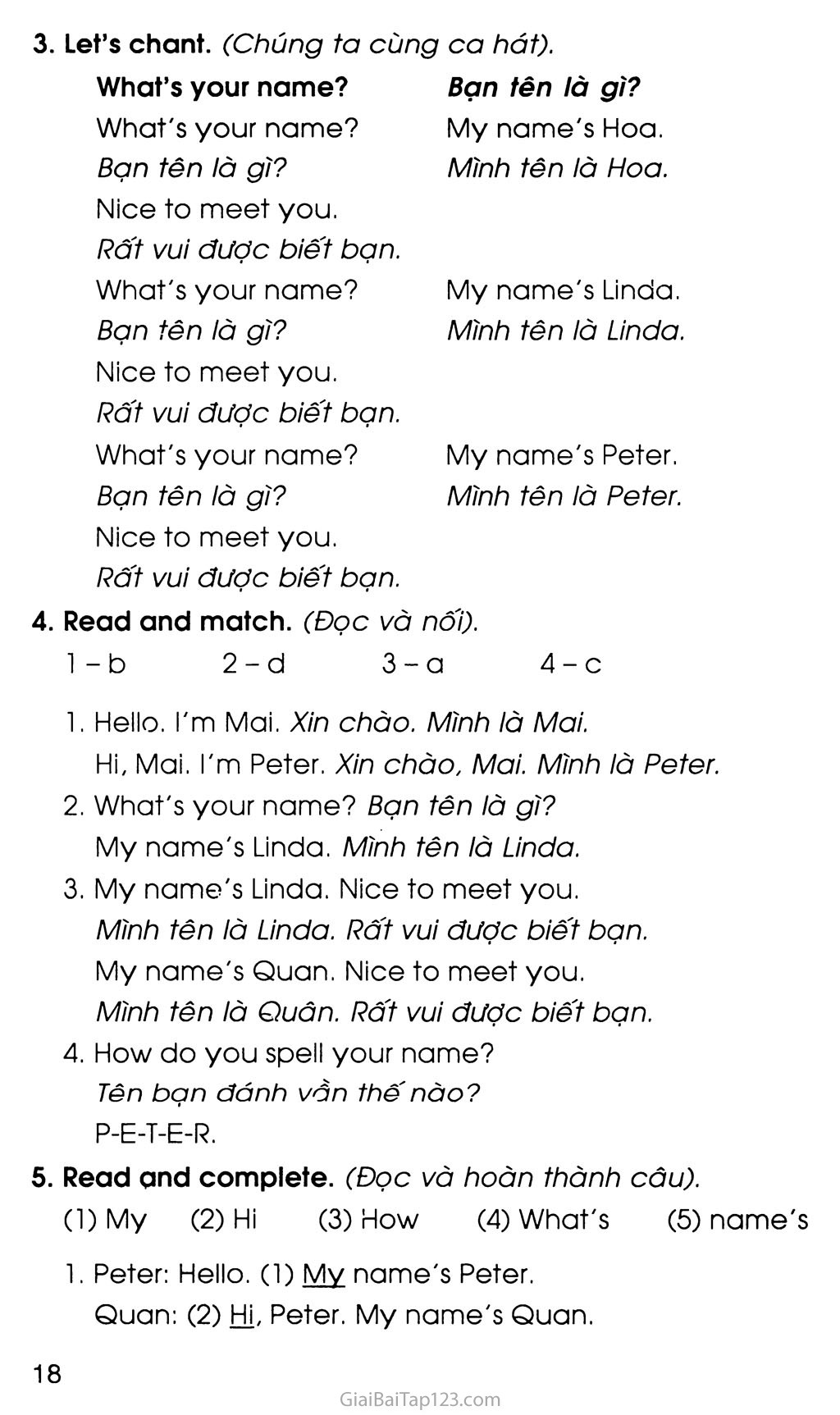 UNIT 2: WHAT’S YOUR NAME? trang 7