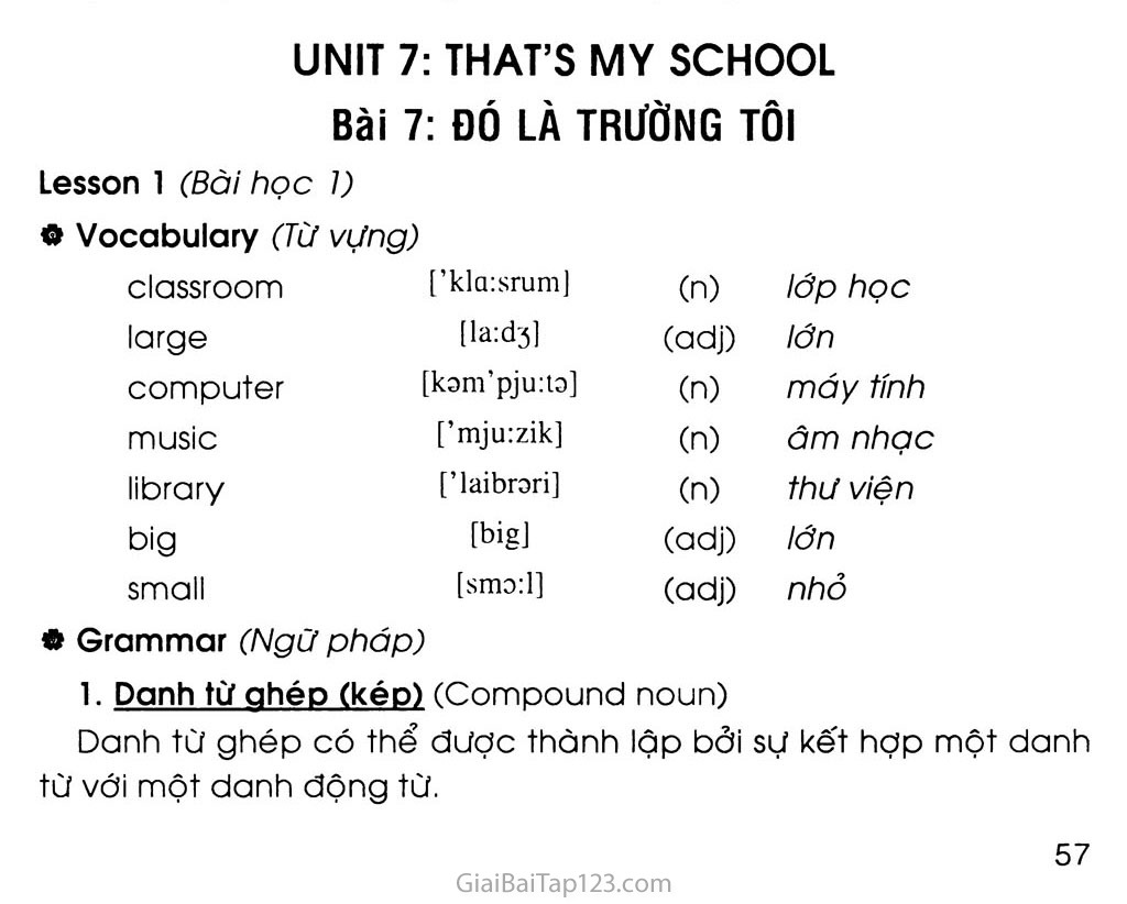 Giải Tiếng Anh Lớp 3 Unit 7: That'S My School