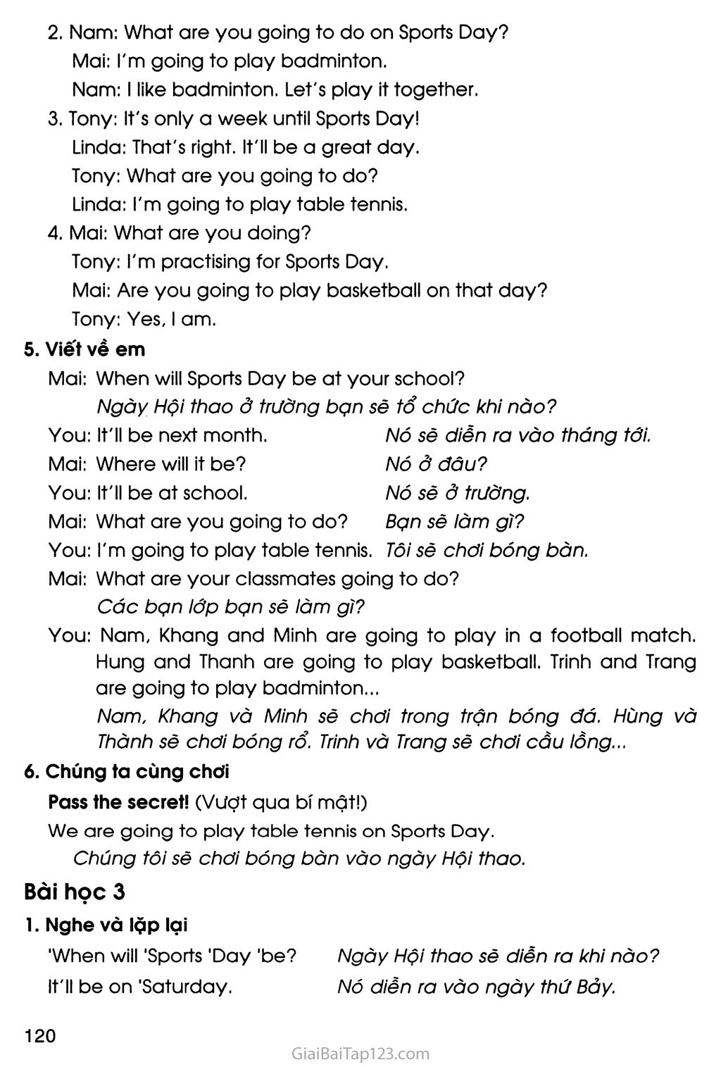 UNIT 10: WHEN WILL SPORTS DAY BE? trang 8