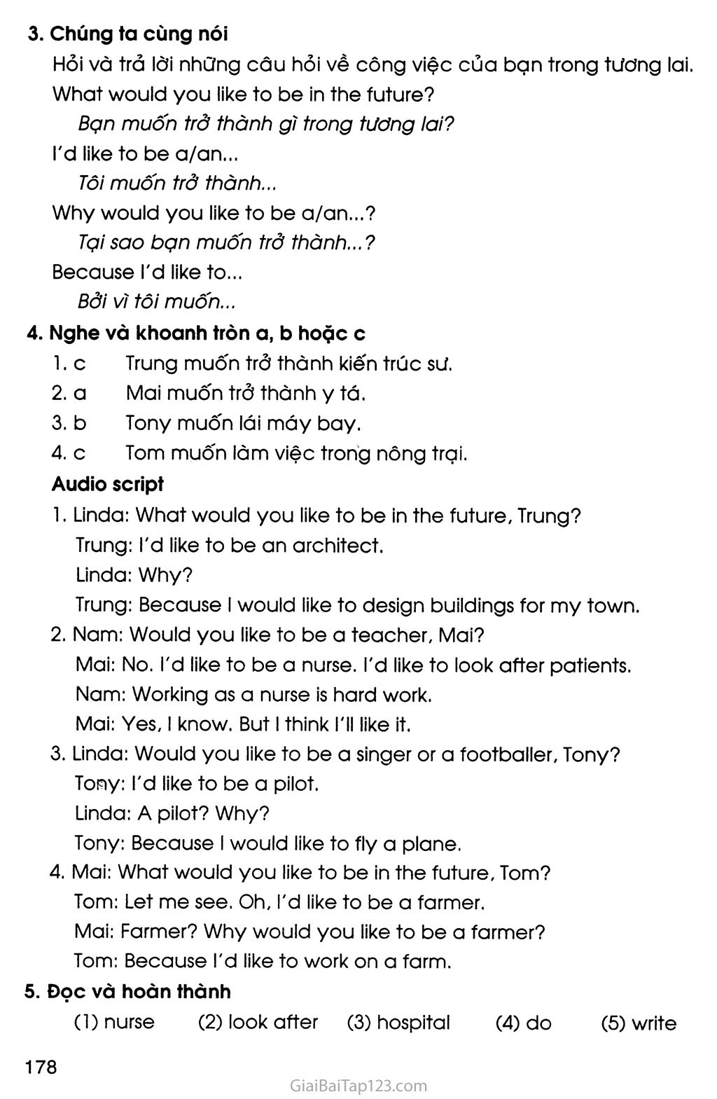 UNIT 15: WHAT WOULD YOU LIKE TO BE IN THE FUTURE? trang 8