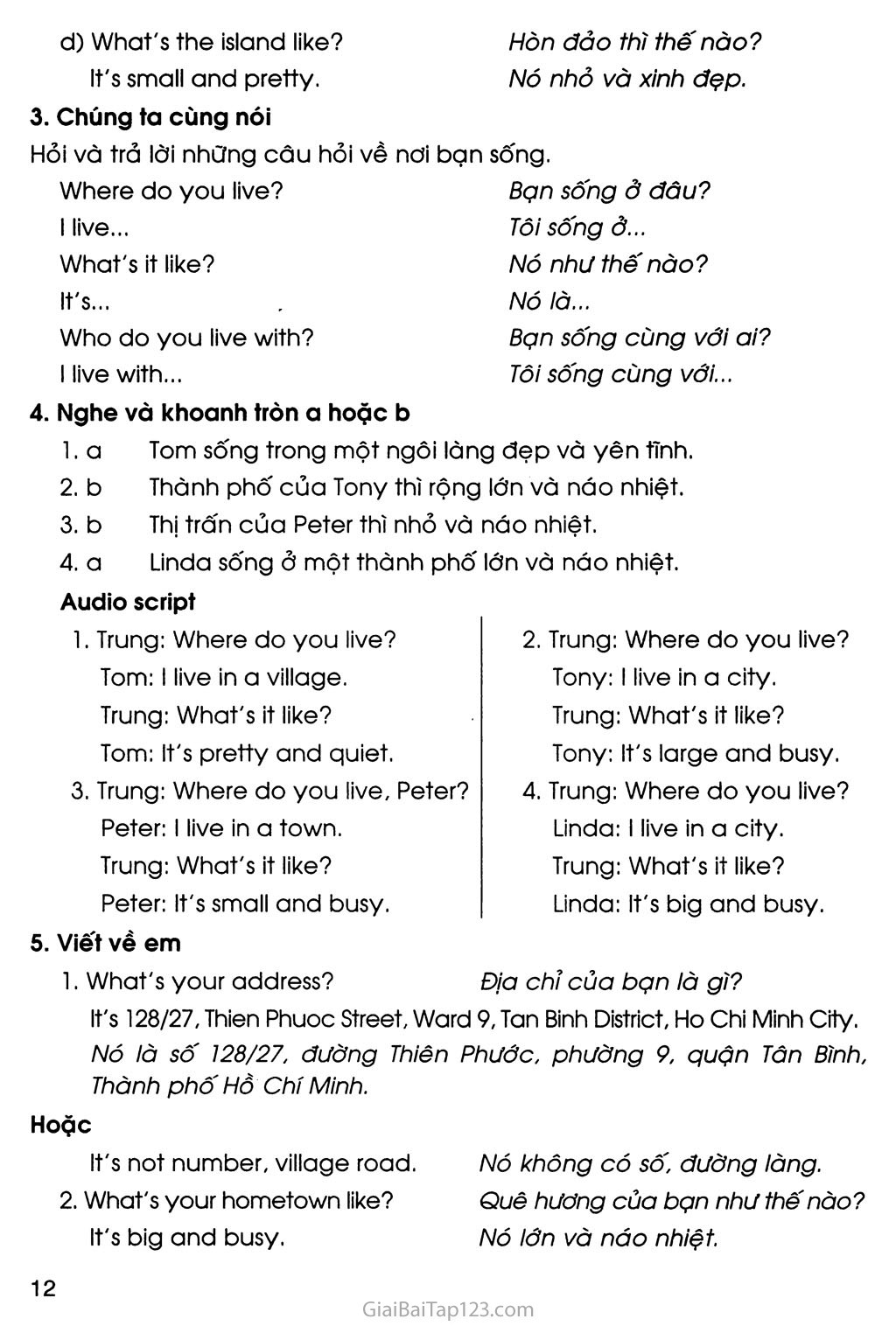UNIT 1: WHAT'S YOUR ADDRESS? trang 8