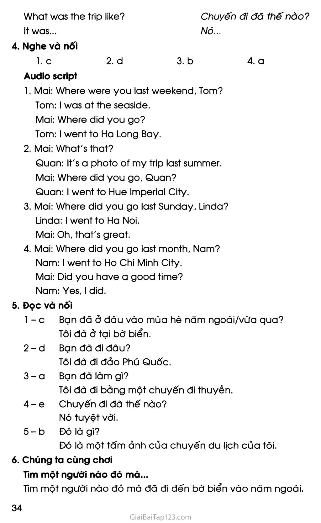 UNIT 3: WHERE DID YOU GO ON HOLIDAY? trang 8