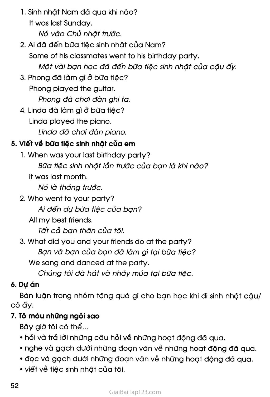 UNIT 4: DID YOU GO TO THE PARTY? trang 13