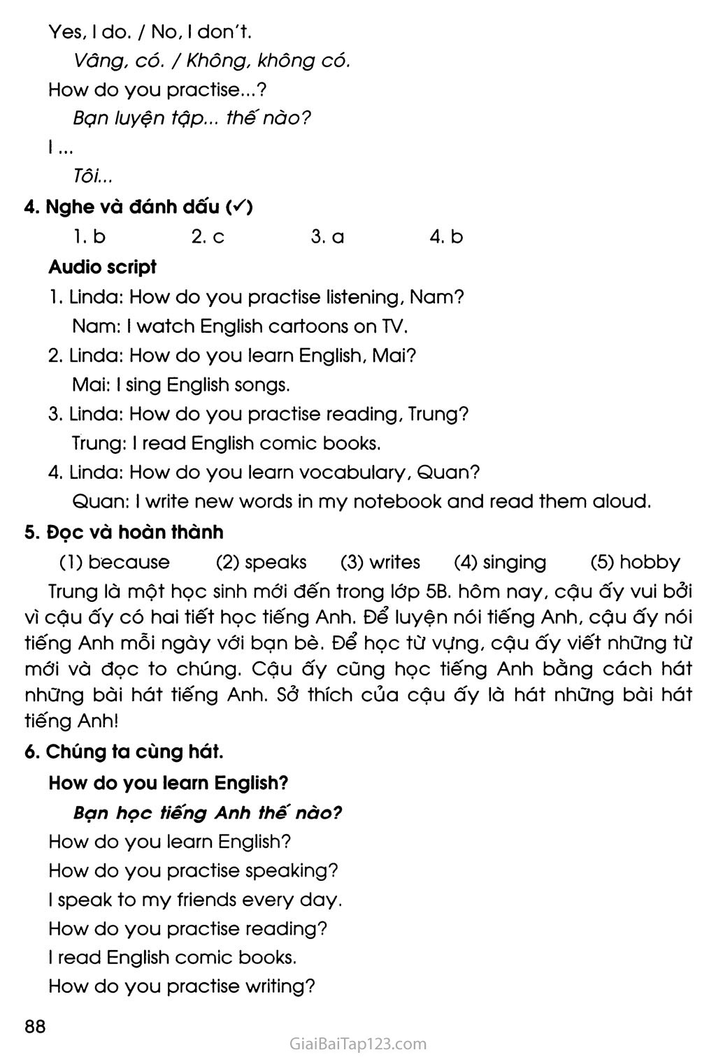 UNIT 7: HOW DO YOU LEARN ENGLISH? trang 8