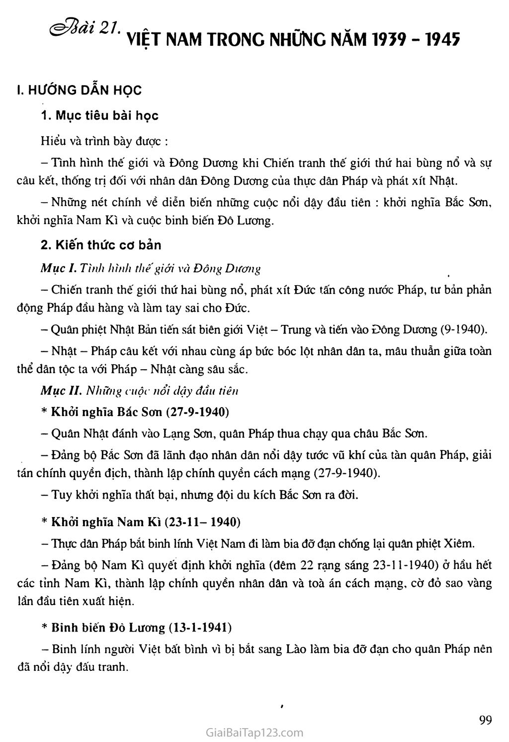 Bài 21: Việt Nam trong những năm 1939 - 1945 trang 1