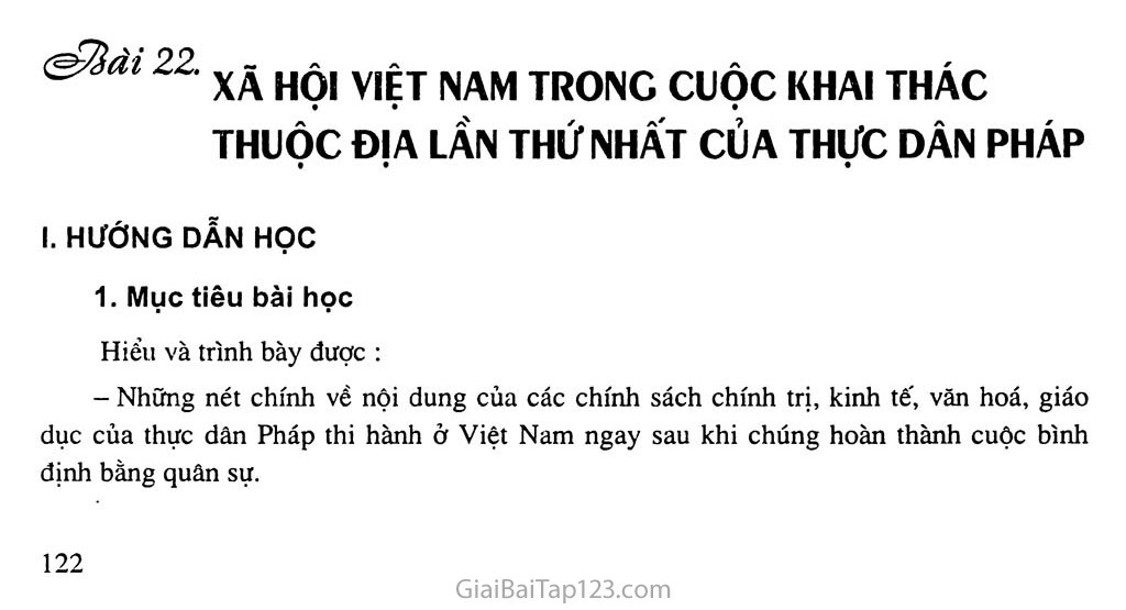 Bài 22: Xã hội Việt Nam trong cuộc khai thác lần thứ nhất của thực dân Pháp trang 1