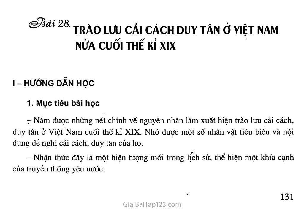 Bài 28: Trào lưu cải cách duy tân ở Việt Nam nửa cuối thế kỉ XIX trang 1