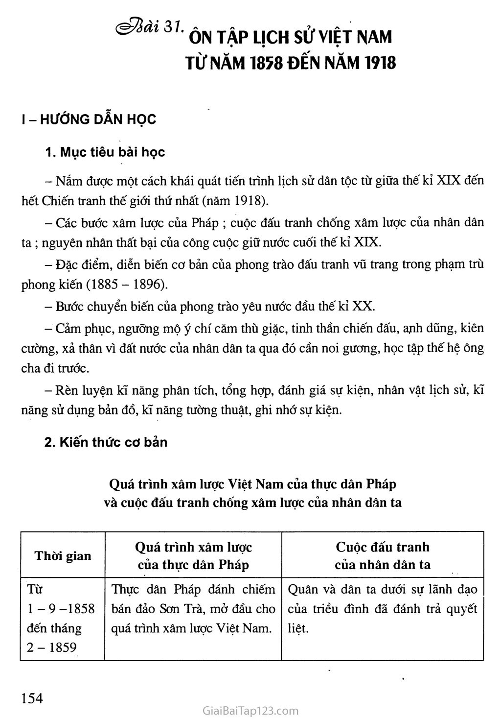 Bài 31: Ôn tập lịch sử Việt Nam từ năm 1858 đến năm 1918 trang 1