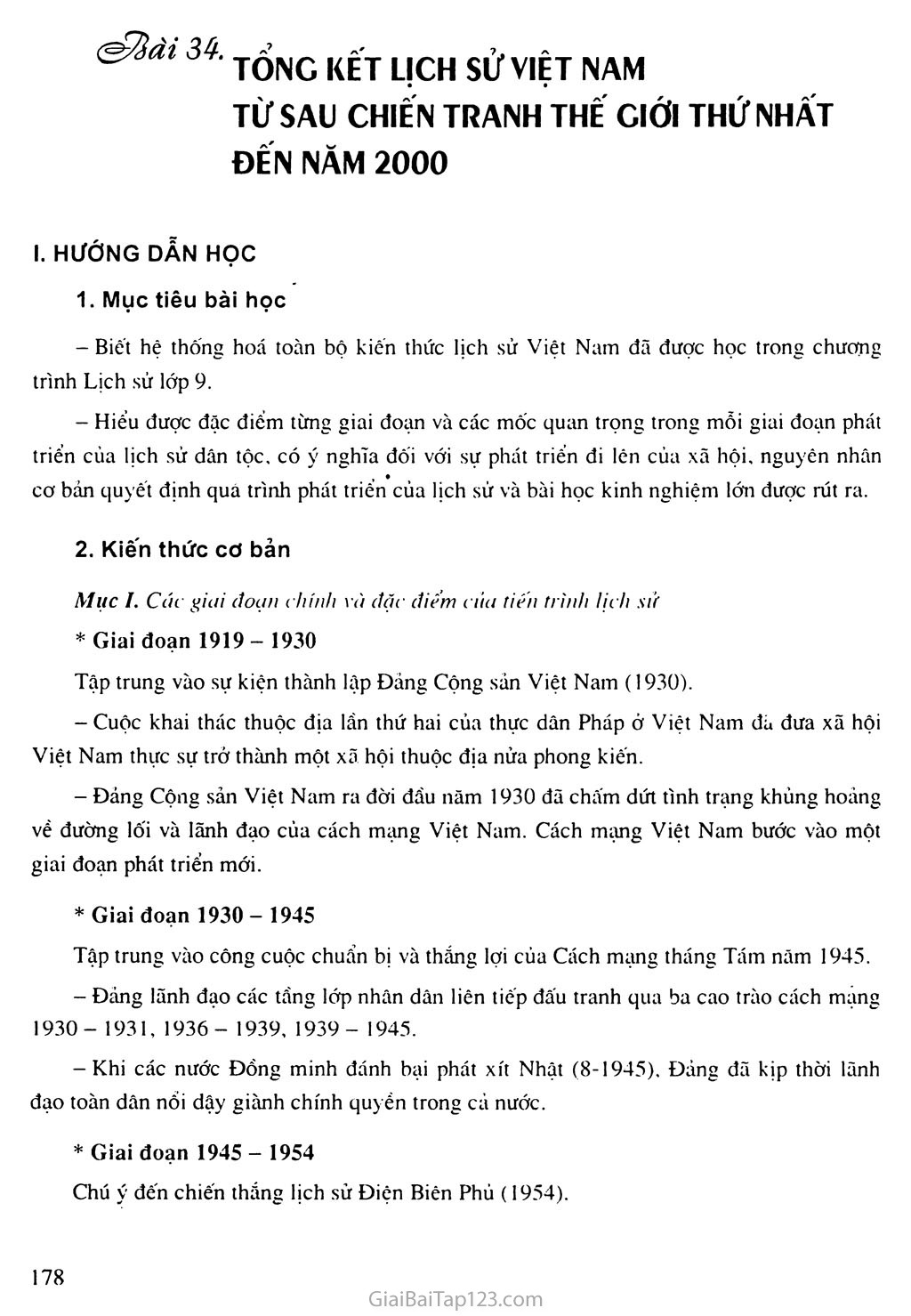Bài 34: Tổng kết lịch sử Việt Nam từ sau Chiến tranh thế giới thứ nhất đến năm 2000 trang 1