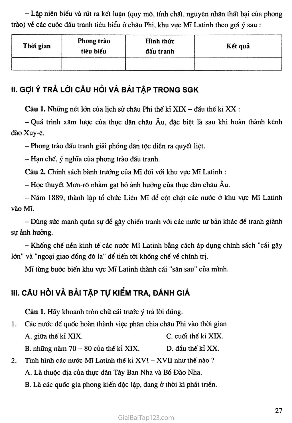 Bài 5: Châu phi và khu vực Mĩ Latinh (Từ thế kỷ XIX - đầu thế kỳ XX) trang 3 Bài 5: Châu phi và khu vực Mĩ Latinh (Từ thế kỷ XIX - đầu thế kỳ XX) trang 3