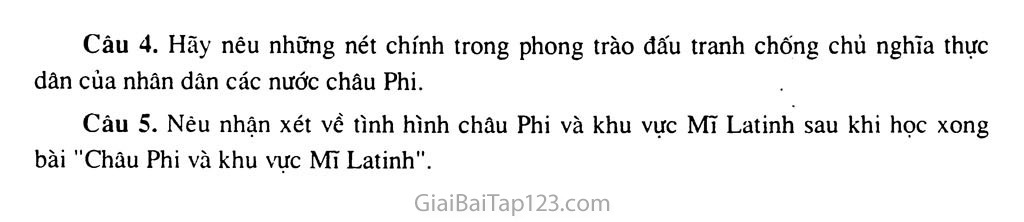 Bài 5: Châu phi và khu vực Mĩ Latinh (Từ thế kỷ XIX - đầu thế kỳ XX) trang 5 Bài 5: Châu phi và khu vực Mĩ Latinh (Từ thế kỷ XIX - đầu thế kỳ XX) trang 5