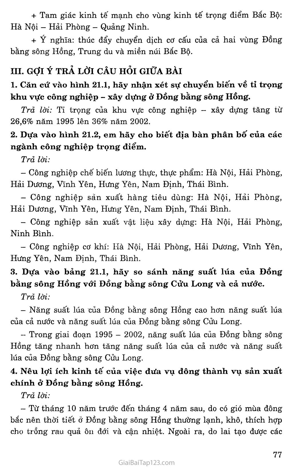 Bài 21: Vùng Đồng bằng sông Hồng (tiếp theo) trang 3