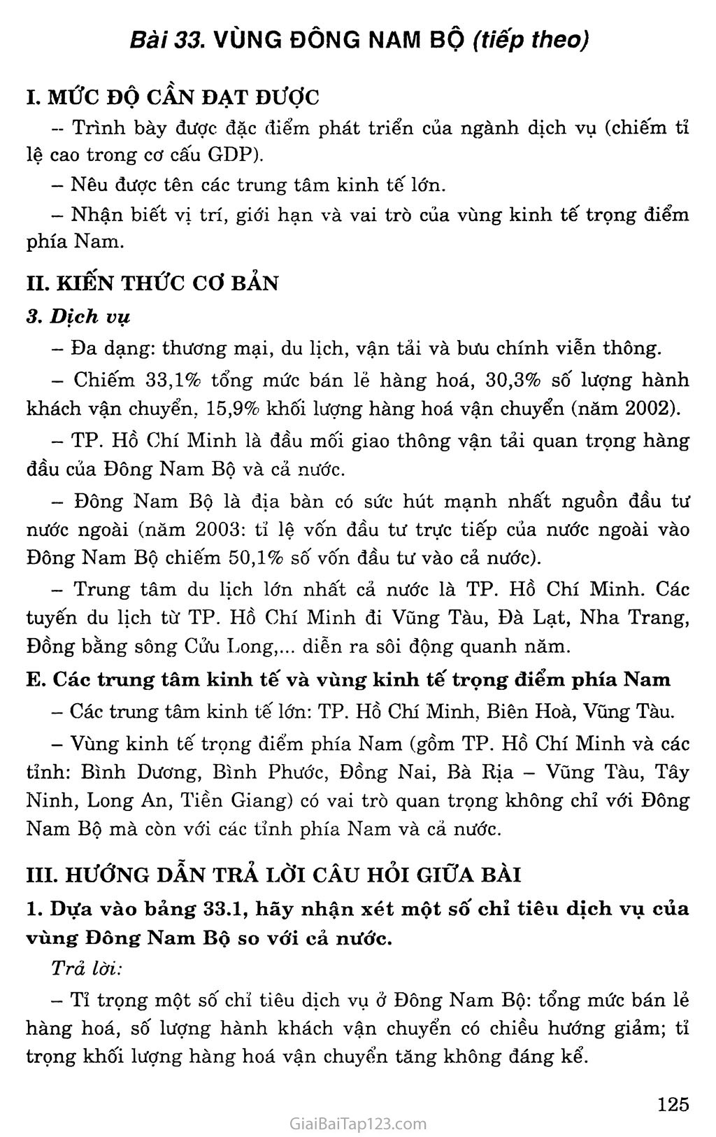 Bài 33: Vùng Đông Nam Bộ (tiếp theo) trang 1