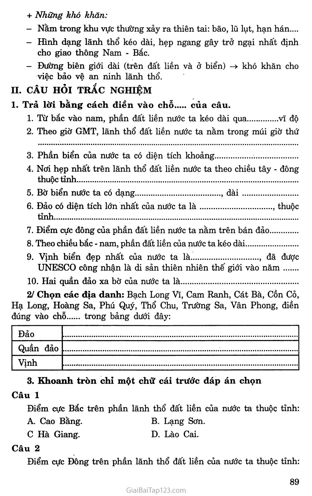 Bài 23: Vị trí, giới hạn, hình dạng lãnh thổ Việt Nam trang 4