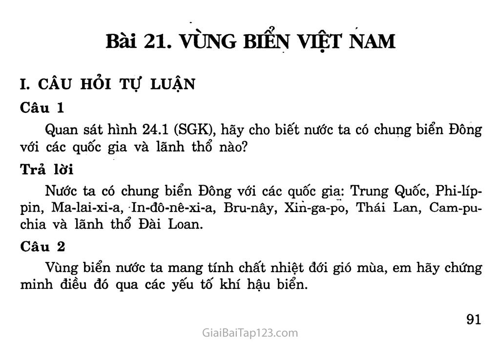 Bài 24: Vùng biển Việt Nam trang 1