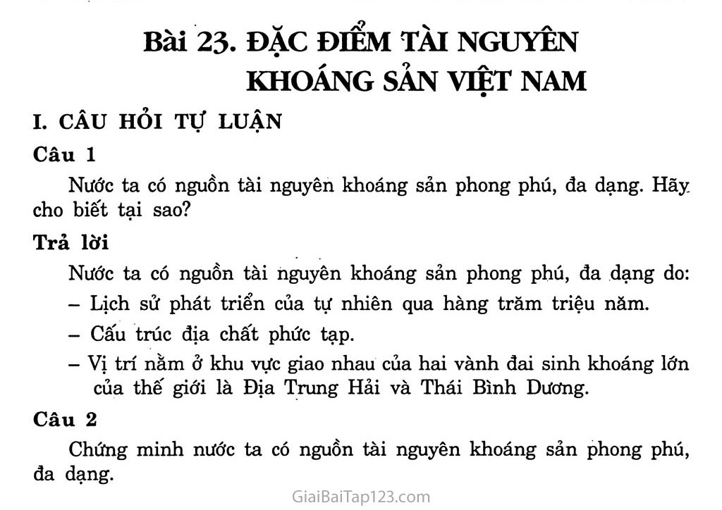 Bài 26: Đặc điểm tài nguyên khoáng sản Việt Nam trang 1