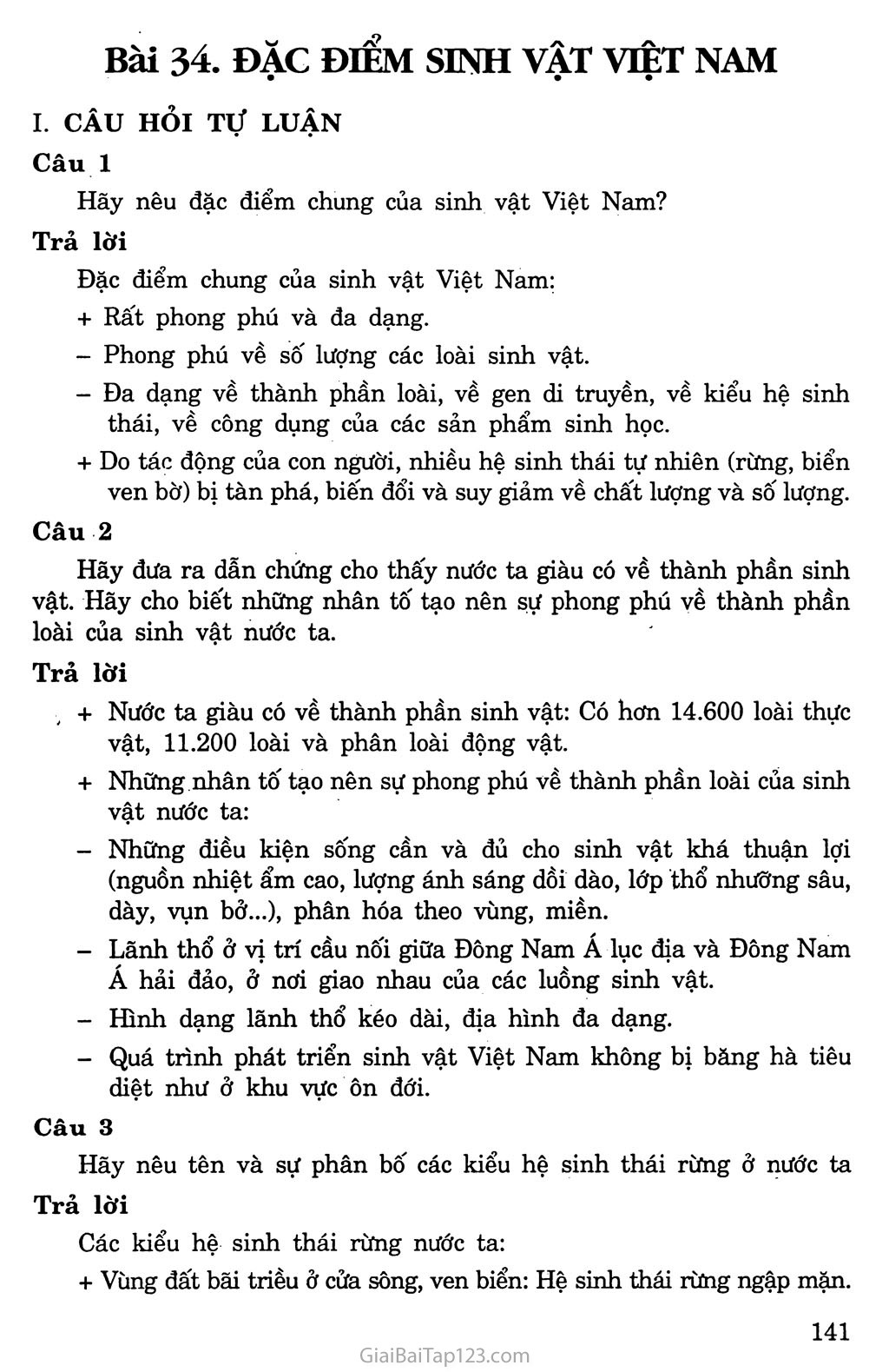 Bài 37: Đặc điểm sinh vật Việt Nam trang 1