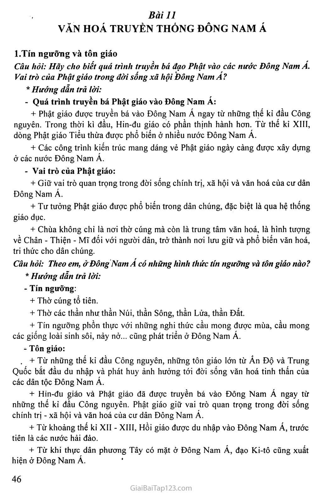 Bài 11: Văn hóa truyền thống Đông Nam Á trang 1