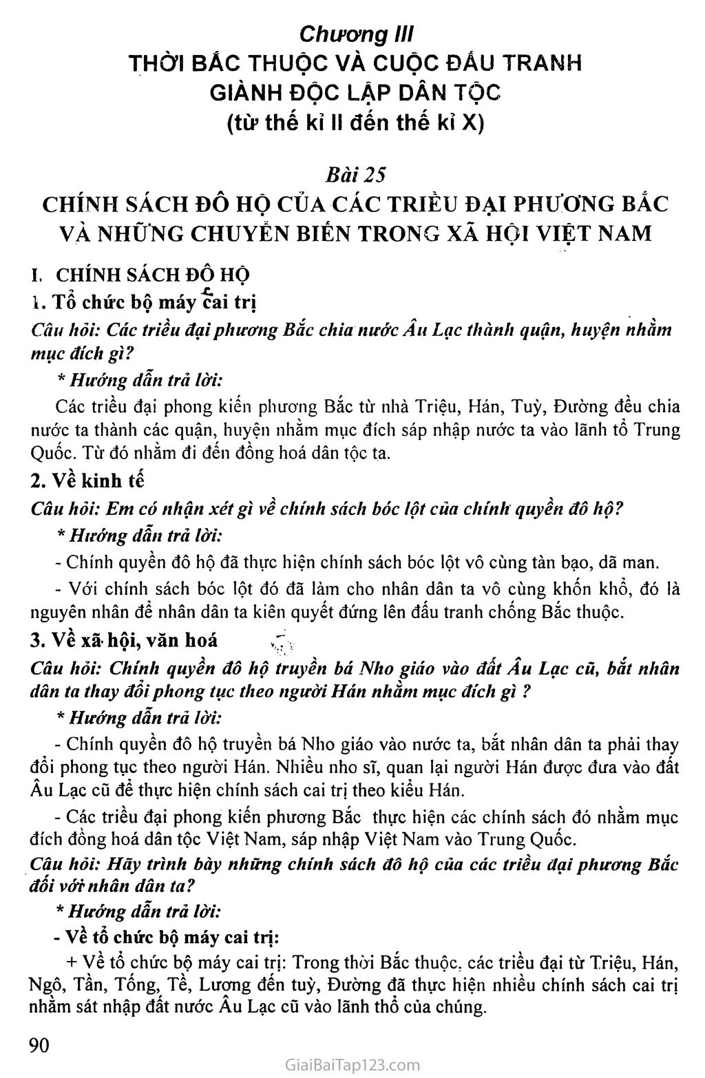 Bài 25: Chính sách đô hộ của các triều đại phương Bắc và những chuyển biến trong xã hội Việt Nam trang 1