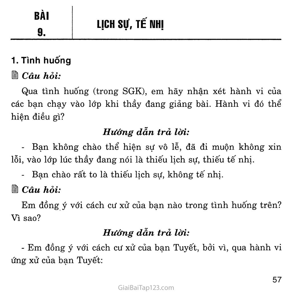 Bài 9: Lịch sự, tế nhị trang 1