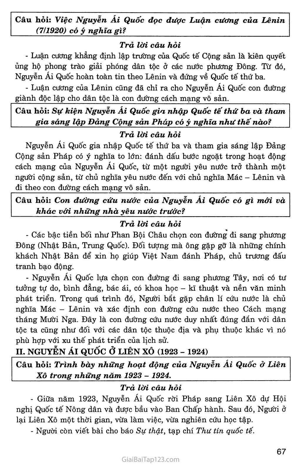 Bài 16: Hoạt động của Nguyễn Ái Quốc ở nước ngoài trong những năm 1919 - 1925 trang 2