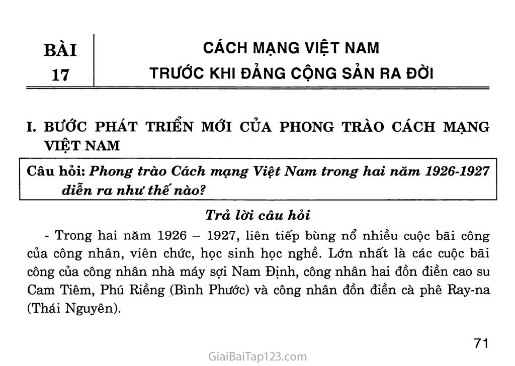 Bài 17: Cách mạng Việt Nam trước khi Đảng Cộng sản ra đời trang 1