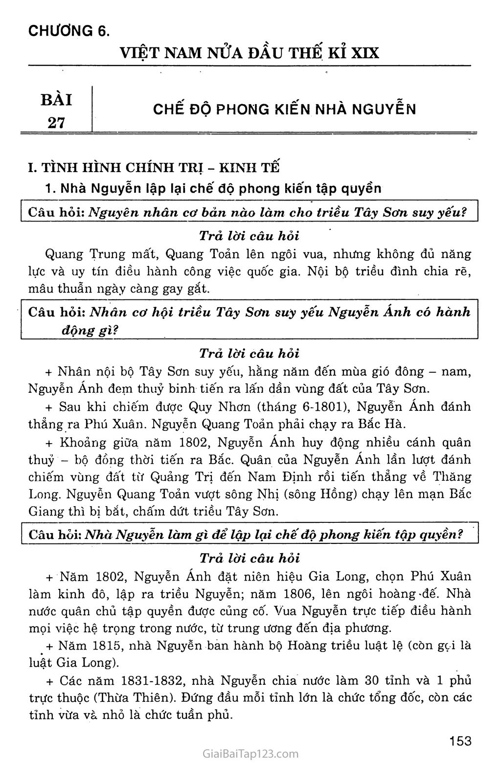 Bài 27: Chế độ phong kiến nhà Nguyễn trang 1