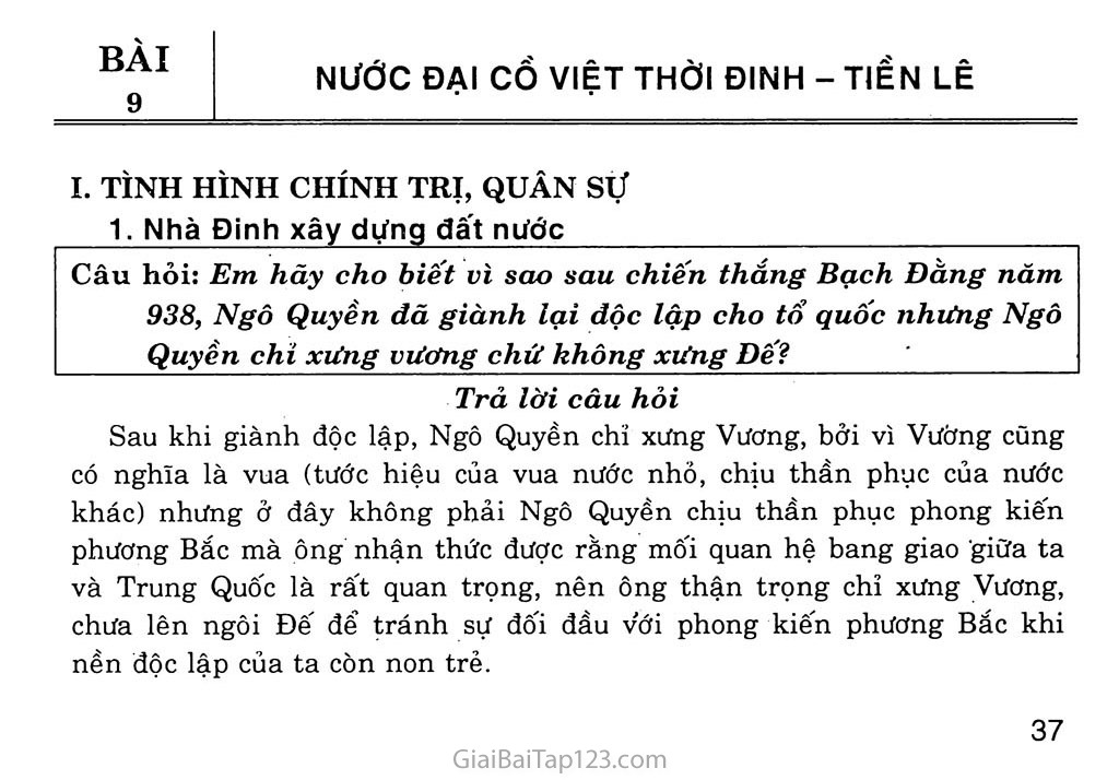 Bài 9: Nước Đại Cồ Việt thời Đinh - Tiền Lê trang 1