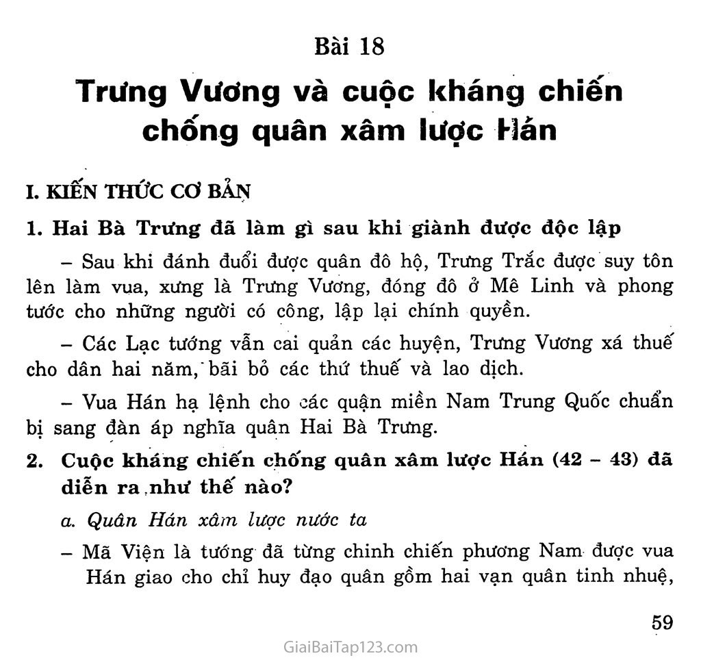 Bài 18: Trưng Vương và cuộc kháng chiến chống quân xâm lược Hán trang 1