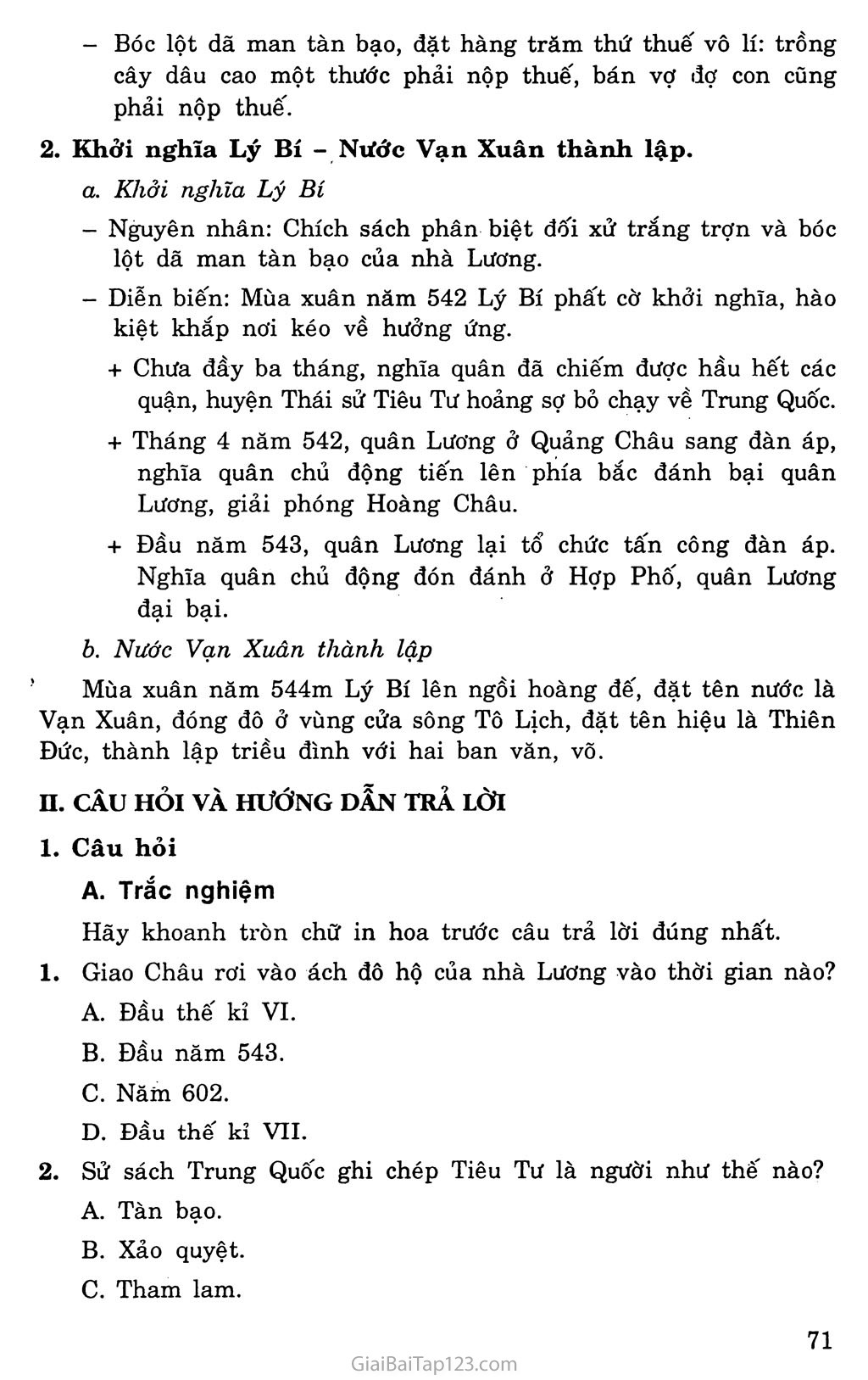 Bài 21: Khởi nghĩa Lý Bí. Nước Vạn Xuân (542-602) trang 2