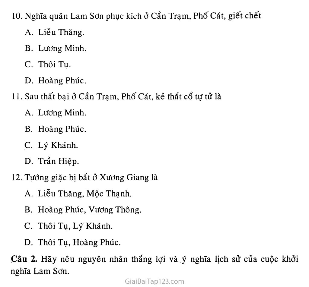 Bài 19: Cuộc khởi nghĩa Lam Sơn (1418 - 1427) trang 6
