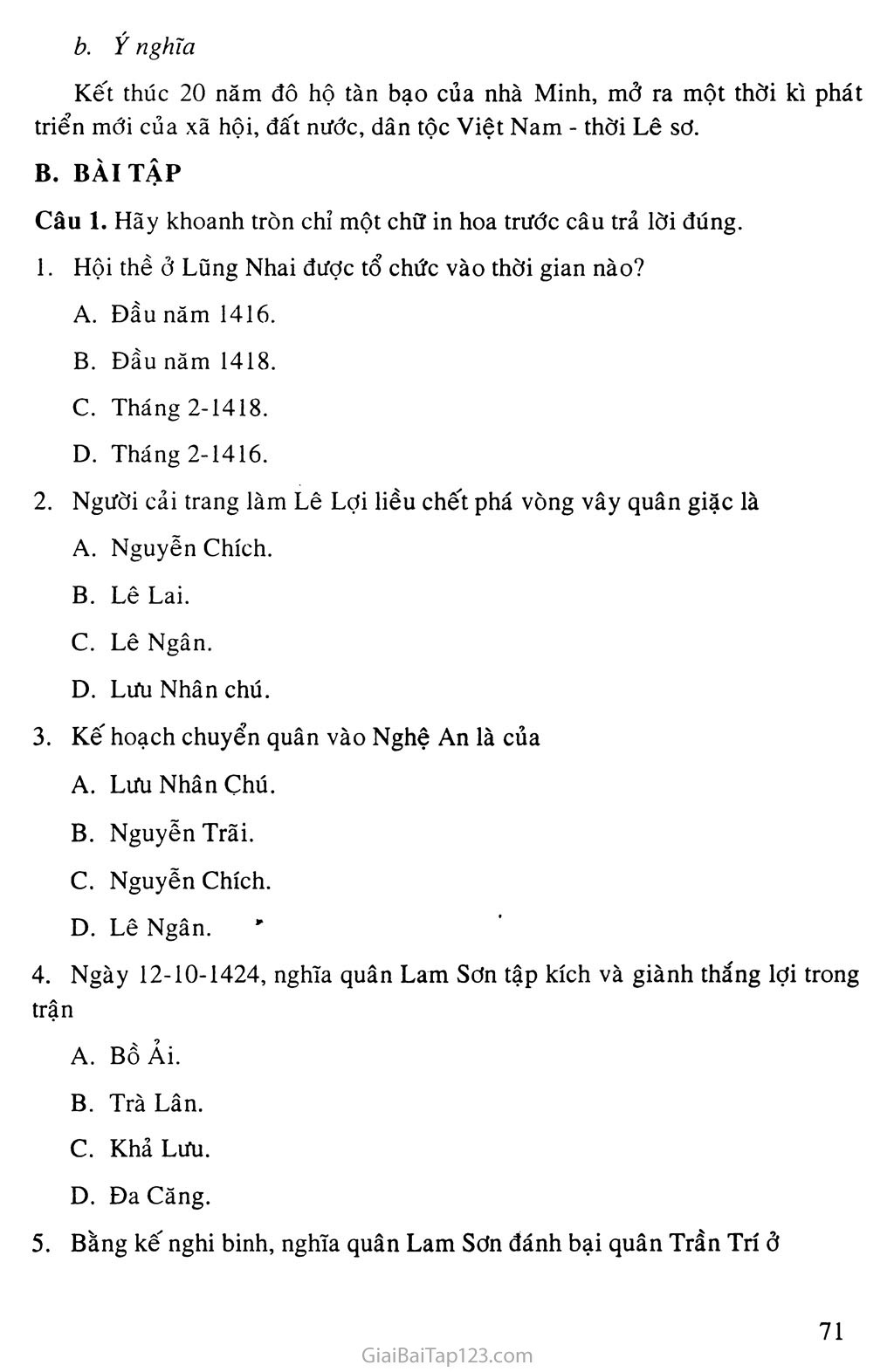 Bài 19: Cuộc khởi nghĩa Lam Sơn (1418 - 1427) trang 4
